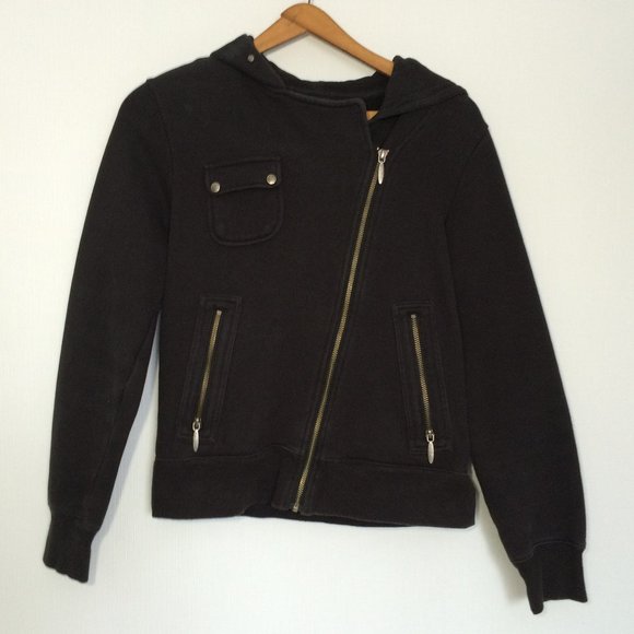 Harley Davidson Womens Hooded Jacket Small Black Embroidered Studs Zip 2010 HD - Picture 2 of 10